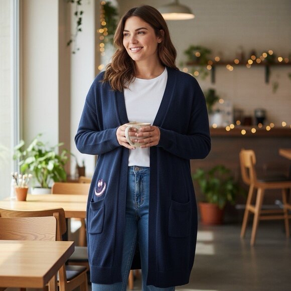 Torrid Size 5X Navy Blue Disney Alice In Wonderland Cardigan With Hood Sweater - Picture 2 of 9